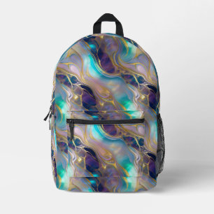 Elegante Imitats Gold mit Aquamarinem und Lila Opa Bedruckter Rucksack