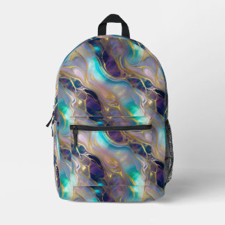 Elegante Imitats Gold mit Aquamarinem und Lila Opa Bedruckter Rucksack