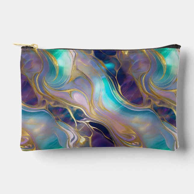 Elegante Imitats Gold mit Aquamarinem und Lila Opa Zubehörtasche (Vorderseite)