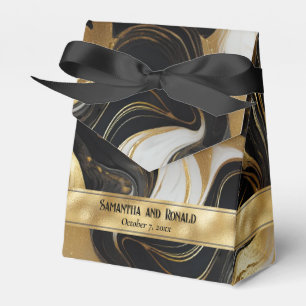 Elegante Imitats Gold, Schwarz-weißer Marmor Gefäl Geschenkschachtel
