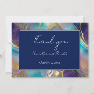 Elegante Imitats Gold und Blue Opal Stone wirbeln Dankeskarte