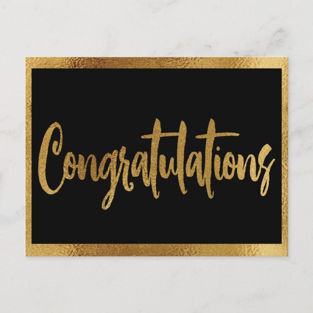 Elegante Imitats Gold Wedding Gratulation Postkarte (Vorderseite)