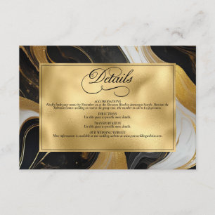 Elegante Imitats Hochzeit in Gold, Schwarz und Wei Begleitkarte