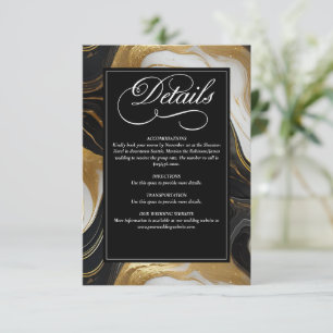 Elegante Imitats Hochzeit in Gold, Schwarz und Wei Begleitkarte