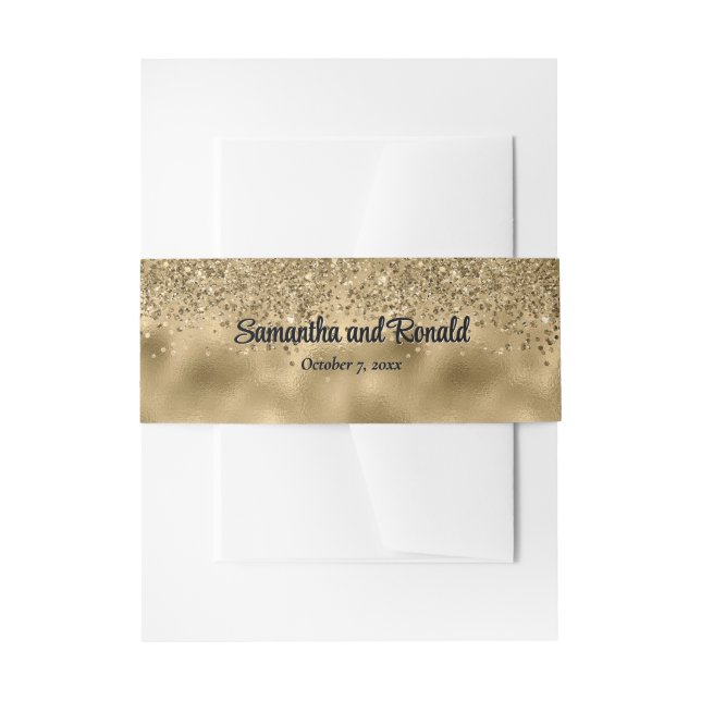 Elegante Imitats Hochzeit mit Gold Glitzer und Foi Einladungsbanderole (Vorderseite Beispiel)