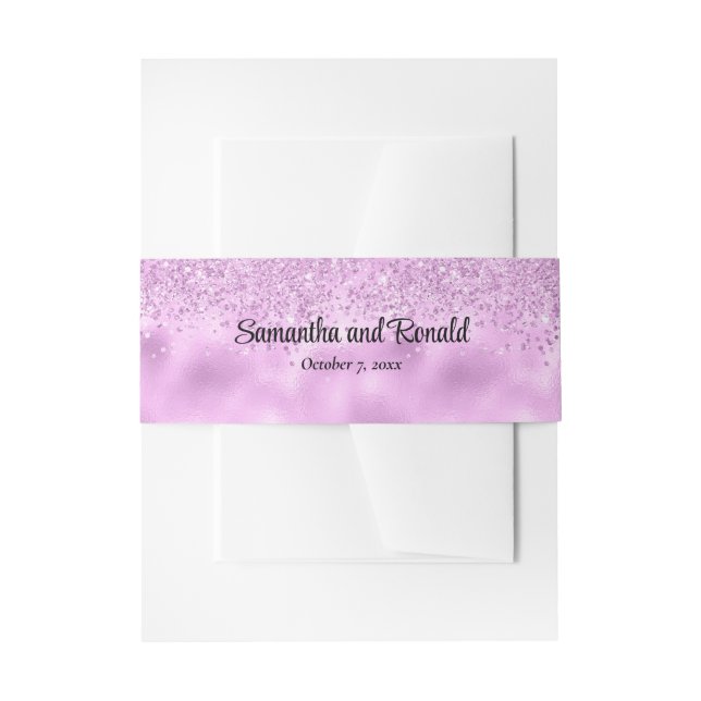 Elegante Imitats Lilac Glitzer and Foil Wedding Einladungsbanderole (Vorderseite Beispiel)