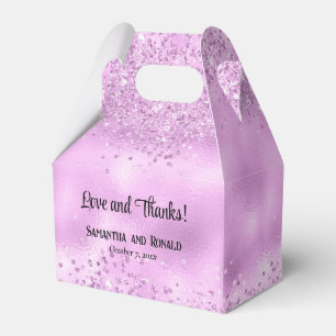 Elegante Imitats Lilac Glitzer and Foil Wedding Geschenkschachtel
