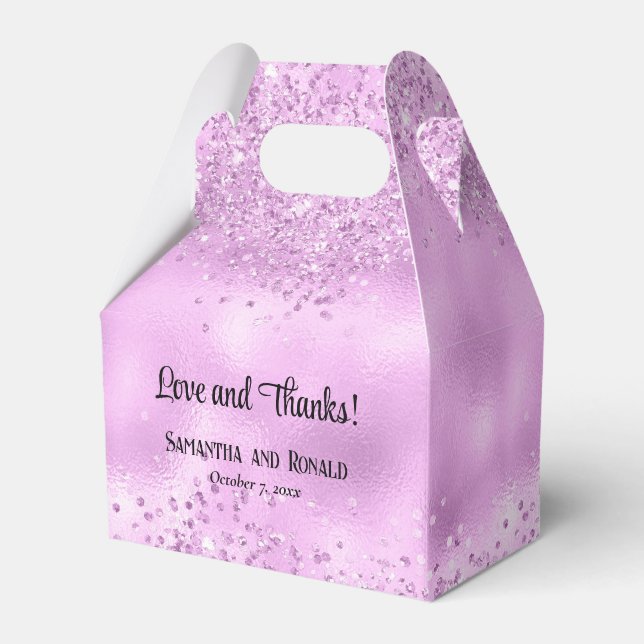 Elegante Imitats Lilac Glitzer and Foil Wedding Geschenkschachtel (Vorderseite)