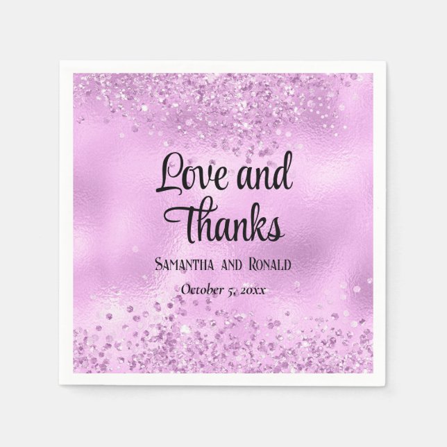 Elegante Imitats Lilac Glitzer and Foil Wedding Serviette (Vorderseite)