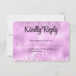 Elegante Imitats Lilac Glitzer Foil Wedding RSVP K Karte