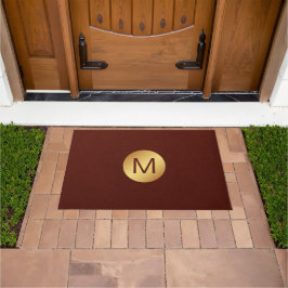 Elegante Imitats Red Leather & Gold Monogram Initi Fußmatte