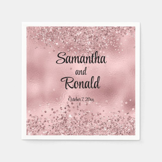 Elegante Imitats Rosa Glitzer und Foil Wedding Serviette (Vorderseite)