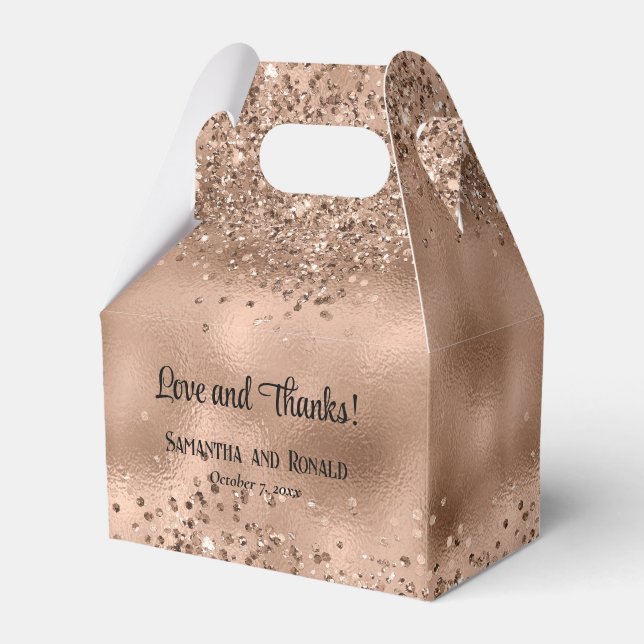 Elegante Imitats Rose Gold Glitzer und Foil Weddin Geschenkschachtel (Vorderseite)