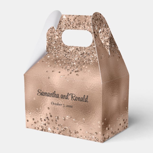 Elegante Imitats Rose Gold Glitzer und Foil Weddin Geschenkschachtel (Vorderseite)