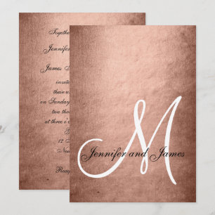 Elegante Imitats Rose Gold Monogram Wedding Einladung