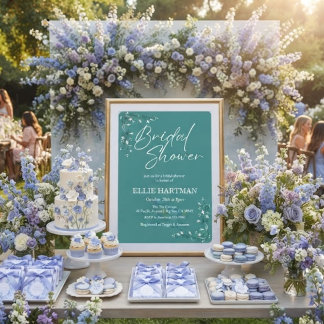 Elegante Immergrün-Wildblumen-Brautparty Einladung