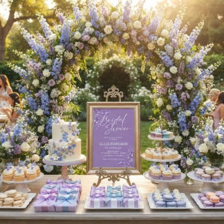 Elegante Immergrün-Wildblumen-Brautparty Einladung