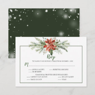 Elegante Immergrüne und Weihnachtsstern Weihnachte RSVP Karte