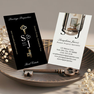 Elegante Immobilie Schwarzer Goldener Schlüssel Mo Visitenkarte