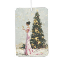 Elegante Impasto-Frau und Weihnachtsbaum Neujahr