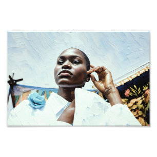 Elegante in Blau Fotodruck
