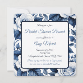 Elegante in Blue Rose Bridal Dusche Einladung