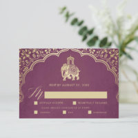 Elegante Indian Ganesha Wedding RSVP Card Gold