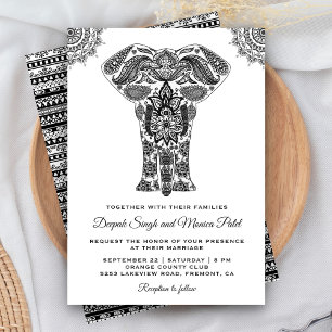 Elegante indische Henna-Elefanten-Hochzeitseinladu Einladung