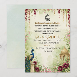 Elegante indische Hochzeitseinladung Einladung