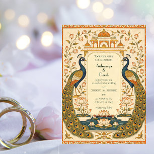 Elegante indische Hochzeitseinladung im Pichwai-St Einladung
