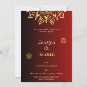 Elegante indische Hochzeitseinladung in Rot und Go Einladung
