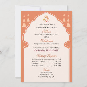 Elegante indische Hochzeitseinladung Tempelbogen Einladung