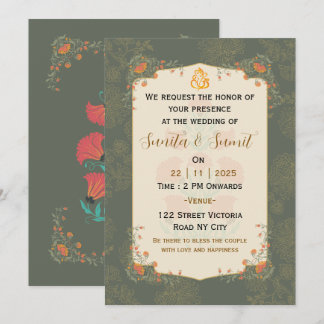 Elegante indische Hochzeitseinladungskarte Einladung