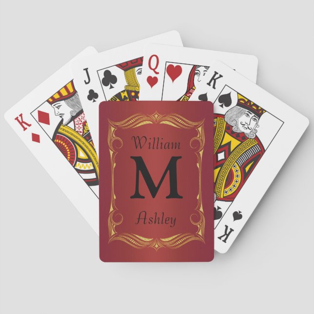 Elegante, individuell angepasste Mit Monogramm Spi Spielkarten (Rückseite)