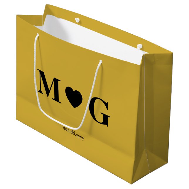 Elegante individuell monogrammierte Geschenktasche Große Geschenktüte (Vorderseite Schrägansicht)