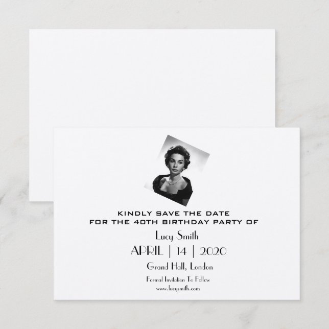 Elegante, individuelle Geburtstagsparty Save The Date (Vorne/Hinten)