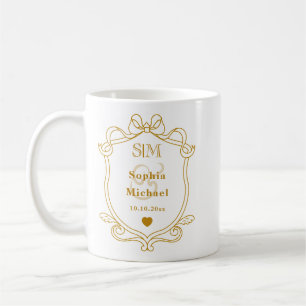 Elegante individuelle goldene Hochzeitsinitialen M Kaffeetasse