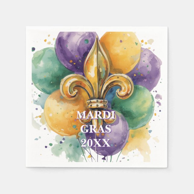 Elegante individuelle Mardi-Gras-Farben Serviette (Vorderseite)