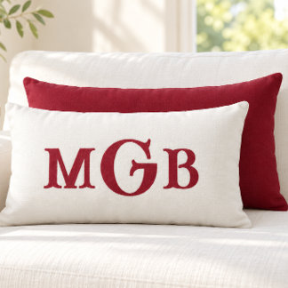 Elegante individuelle Monogramm-Weiß-Wurfdecke Lendenkissen