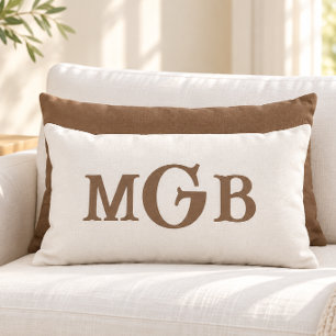 Elegante individuelle Monogramm-Weiß-Wurfdecke Lendenkissen