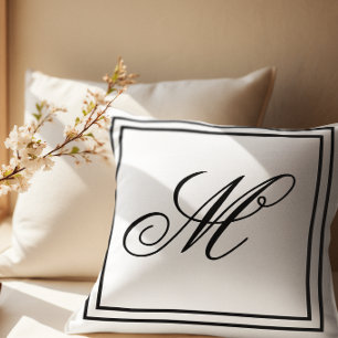 Elegante individuelle Monogramm Weiße Wurfdecke Kissen