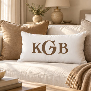 Elegante individuelle Monogramm Weiße Wurfdecke Lendenkissen