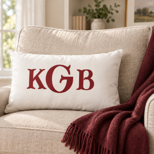 Elegante individuelle Monogramm Weiße Wurfdecke Lendenkissen