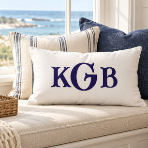 Elegante individuelle Monogramm Weiße Wurfdecke Lendenkissen