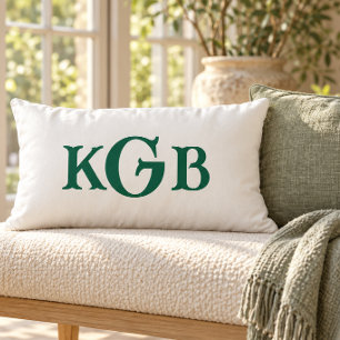 Elegante individuelle Monogramm Weiße Wurfdecke Lendenkissen