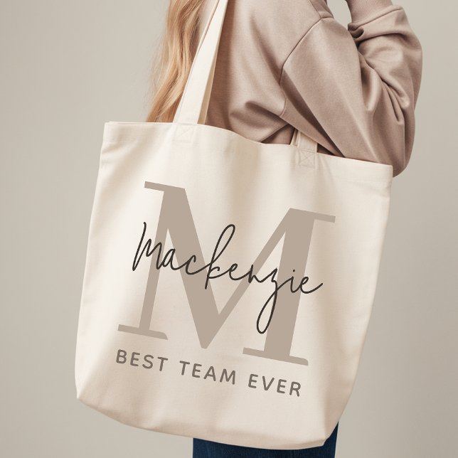 Elegante individuelle Tragetasche als Geschenk für (Custom Wedding Tote Bag Neutral Classy Bridal Gift, Luxury Monogram Tote Bag Gift for Coworkers)