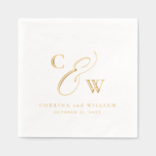 Elegante Initalien einfache Namen datieren Hochzei Servietten Mit Folie