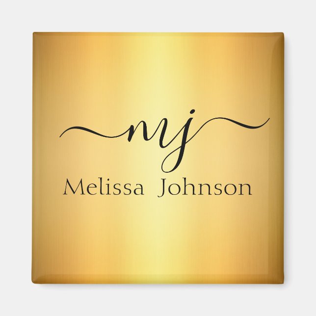 Elegante Initialen auf Gold Magnet (Vorne)