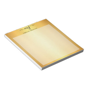 Elegante Initialen auf Gold   Notizblock