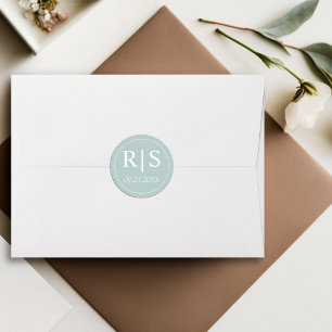 Elegante Initialen Blaue Opalhochzeit Runder Aufkleber